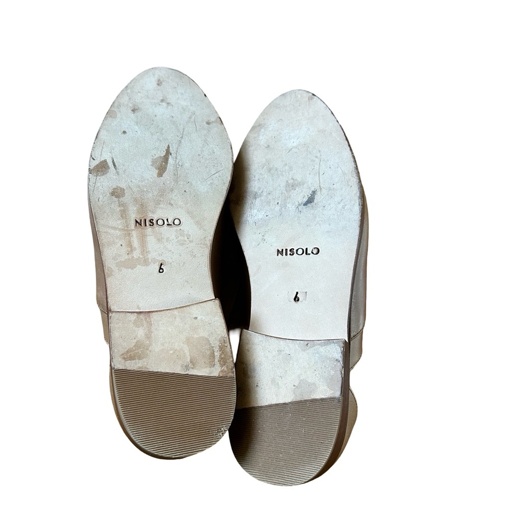 Nisolo Leather Smoking Flats Taupe Nude Beige Shoes Size 6 - Picture 13 of 14